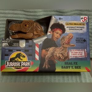 Real FX Baby T. Rex Animatronic Hand Puppet - Brown Jurassic Park 8+ NIB